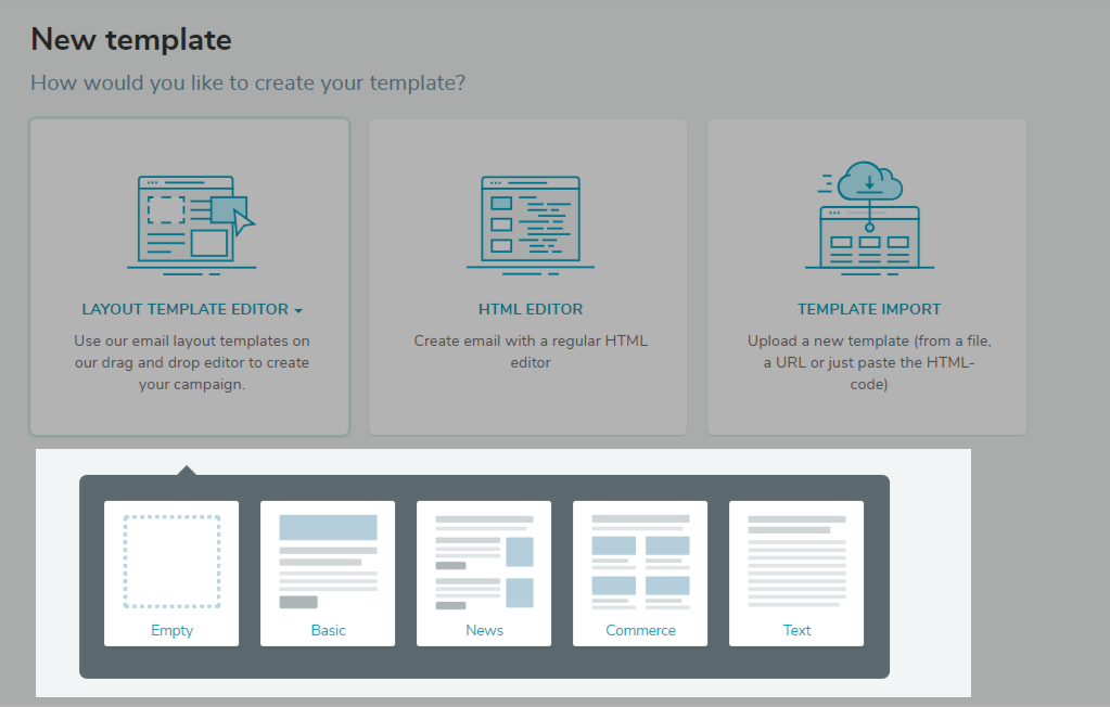 Сhoose the email template structure