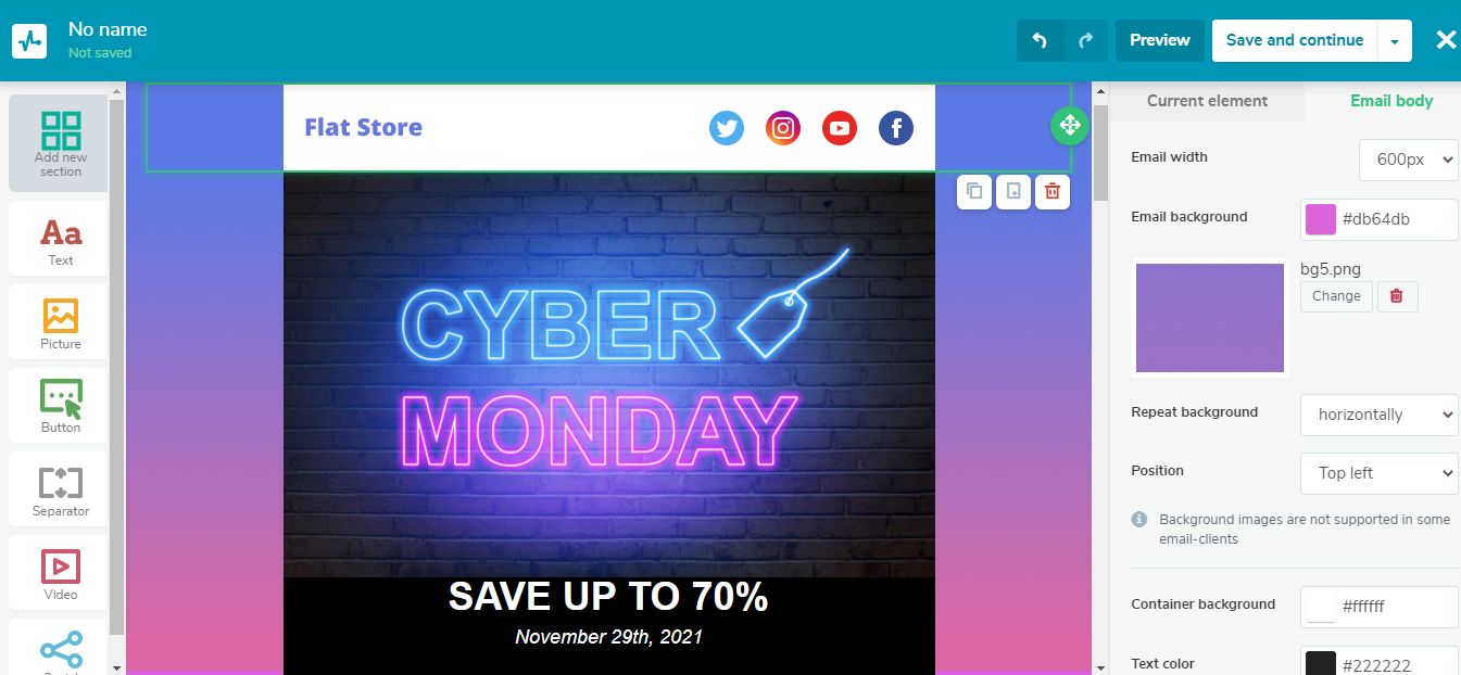 Creating a Cyber Monday campaign with SendPulse