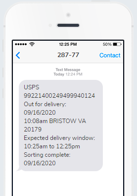 USPS delivery update SMS