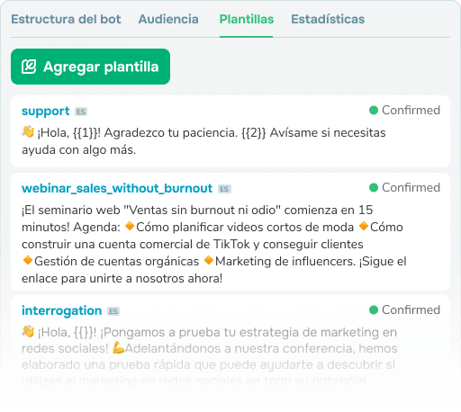 Plantillas de mensajes