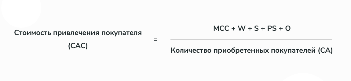 Формула расчета стоимости привлечения клиента Формула расчета стоимости привлечения клиента