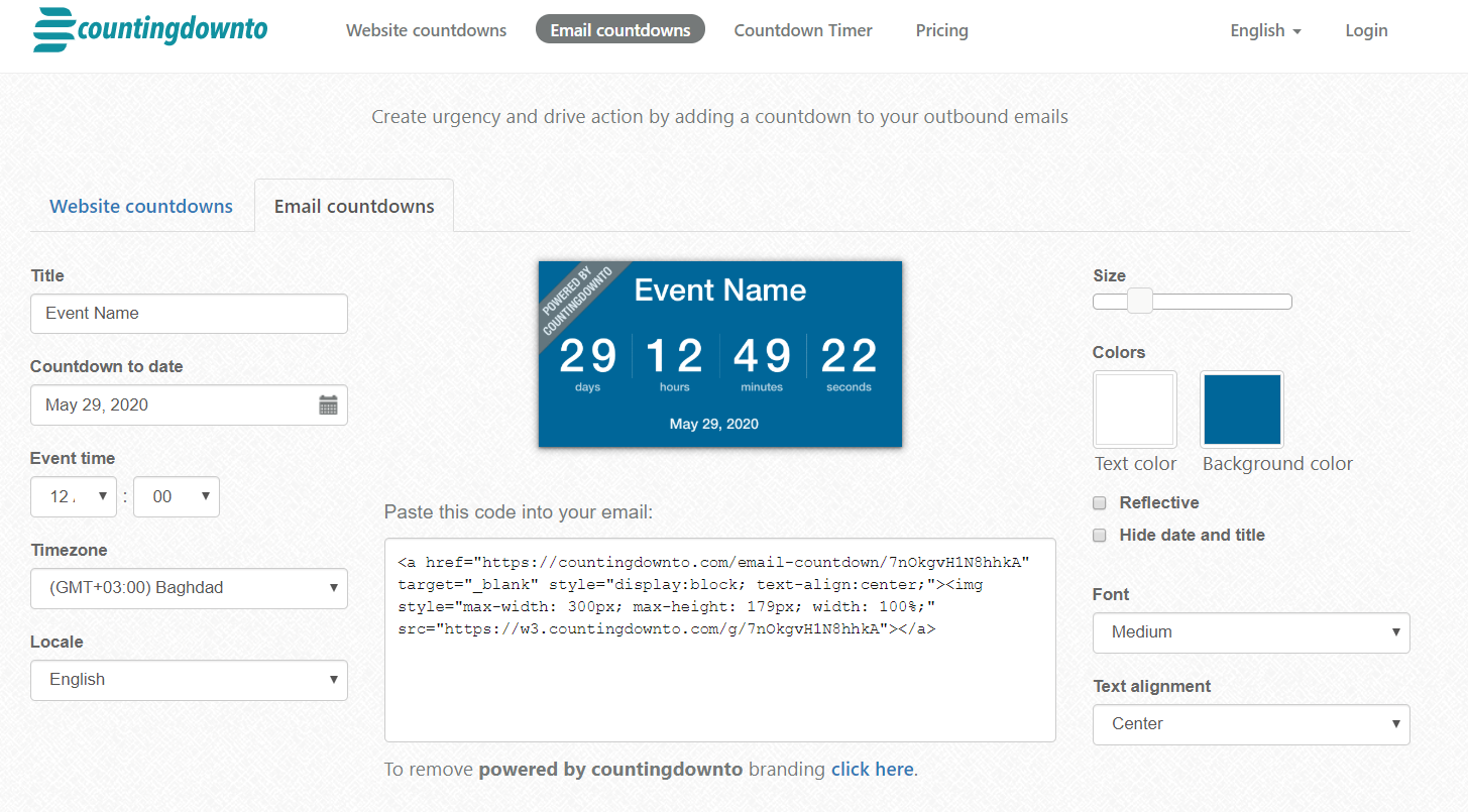 Countingdownto interface for unregistered users 