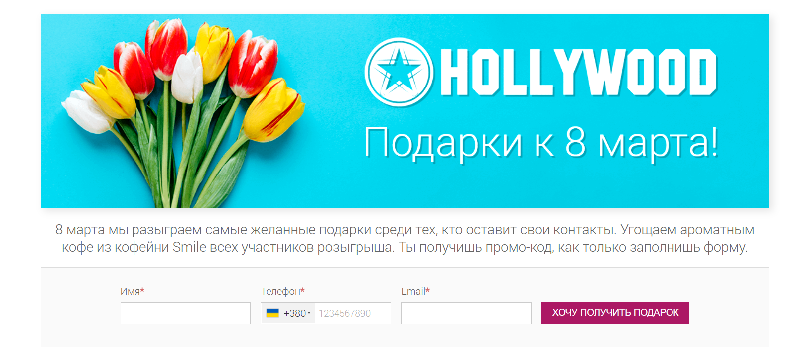 Hollywood subscription form