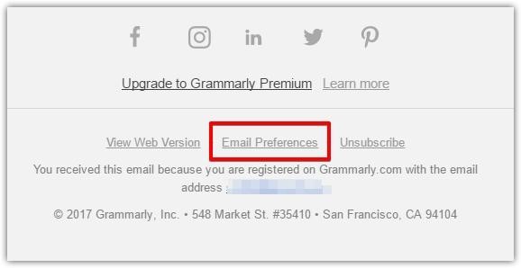 Grammarly email preferences 
