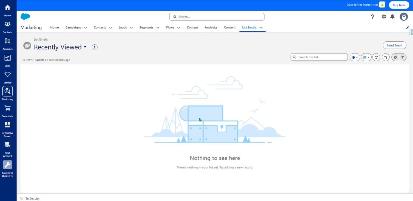 Captura de pantalla de la interfaz de la plataforma Salesforce