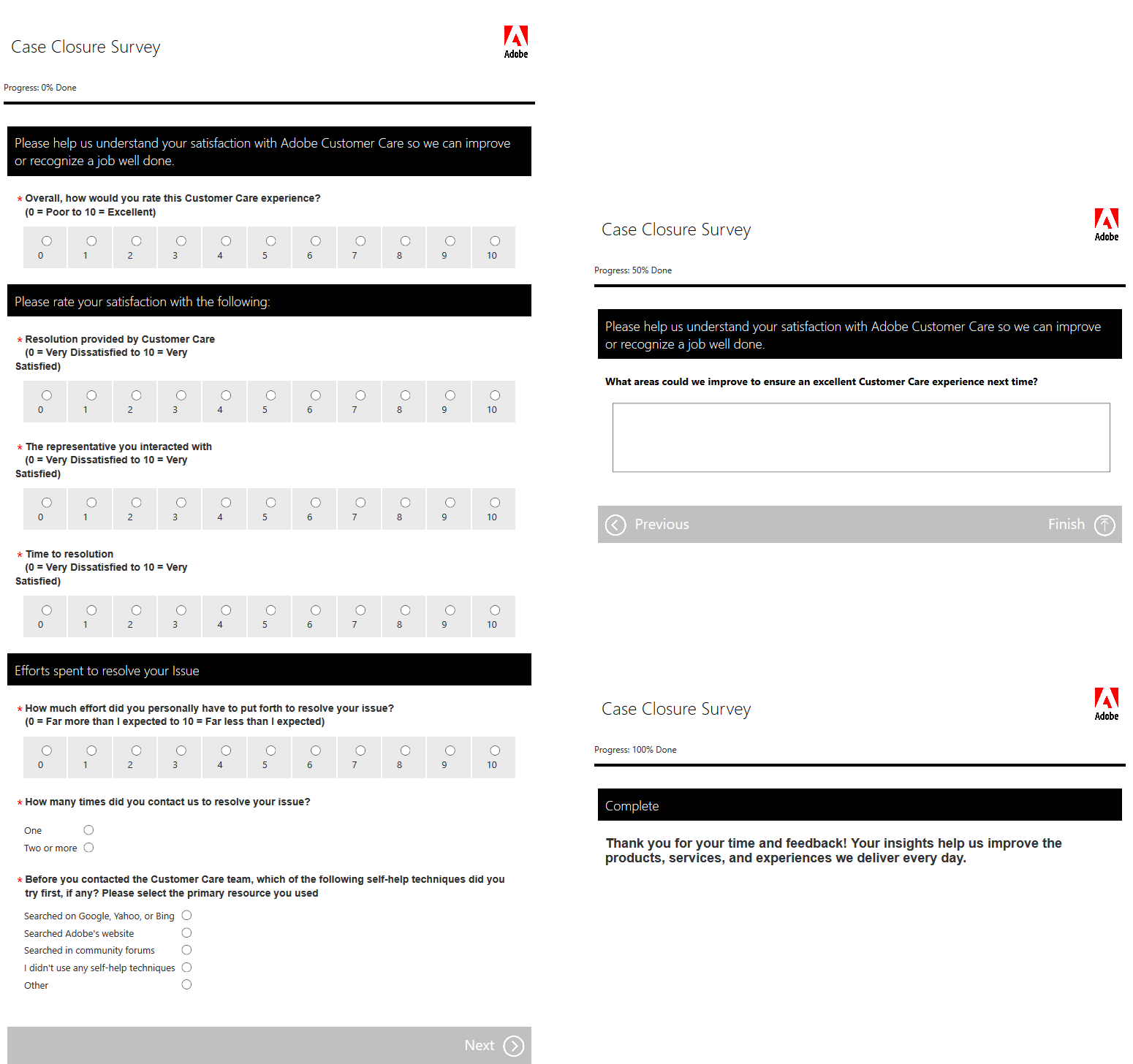 case closure survey by adobe