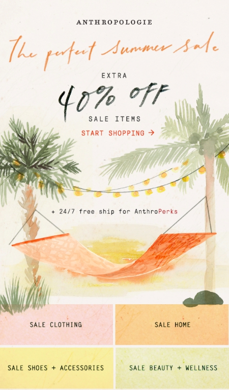 Летняя рассылка от Anthropology