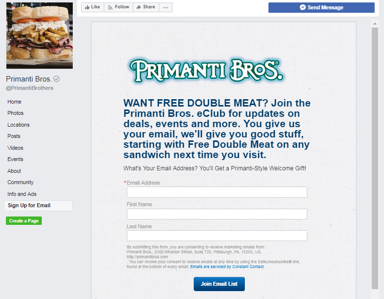 email subscription form on facebook email subscription form on facebook