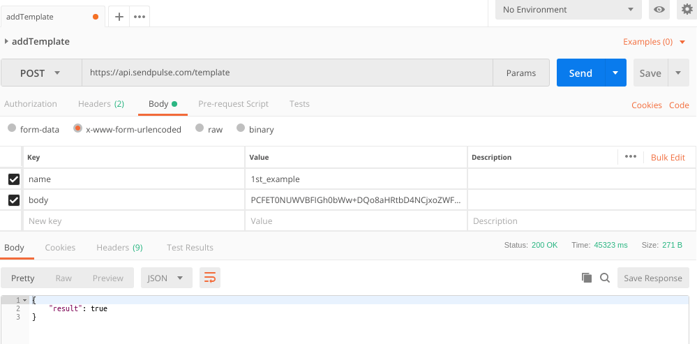 Загрузка шаблона письма в настройках API сервиса SendPulse Загрузка шаблона письма в настройках API сервиса SendPulse