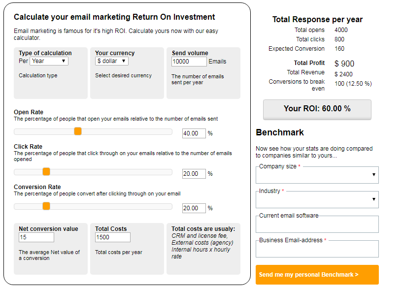 email marketing ROI calculator email marketing ROI calculator
