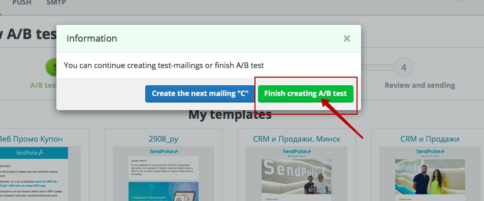 a/b testing in sendpulse