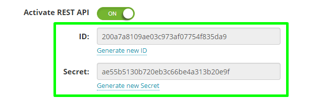 api id and secret api id and secret