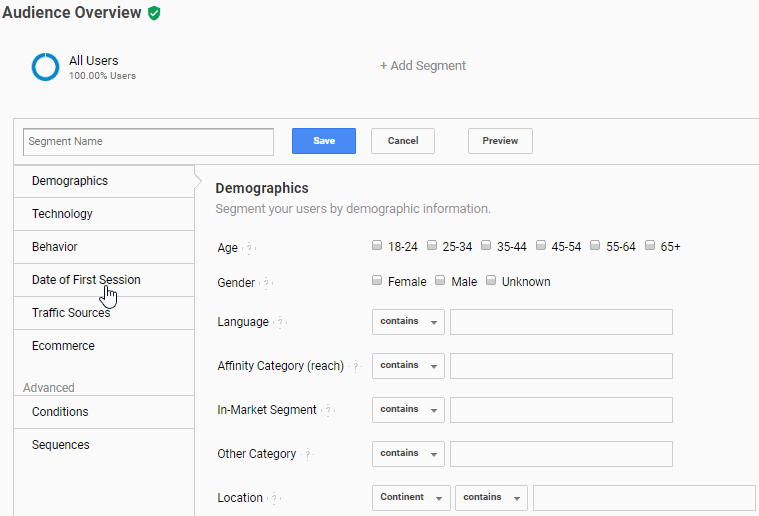 Setting medium for a new segment in Google Analytics Setting medium for a new segment in Google Analytics