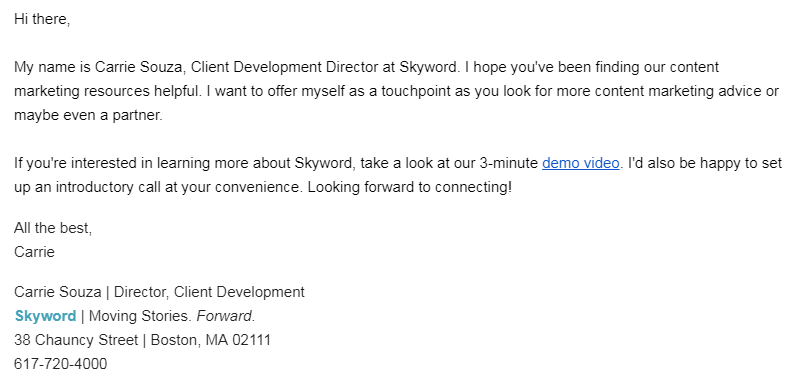 b2b email marketing example