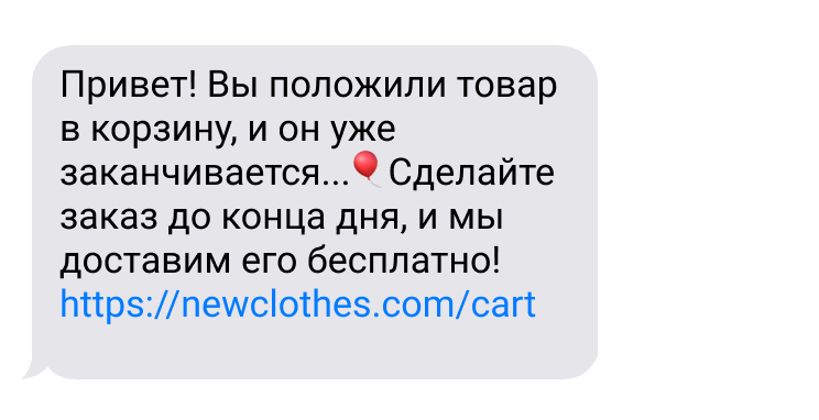 SMS о брошенной корзине SMS о брошенной корзине