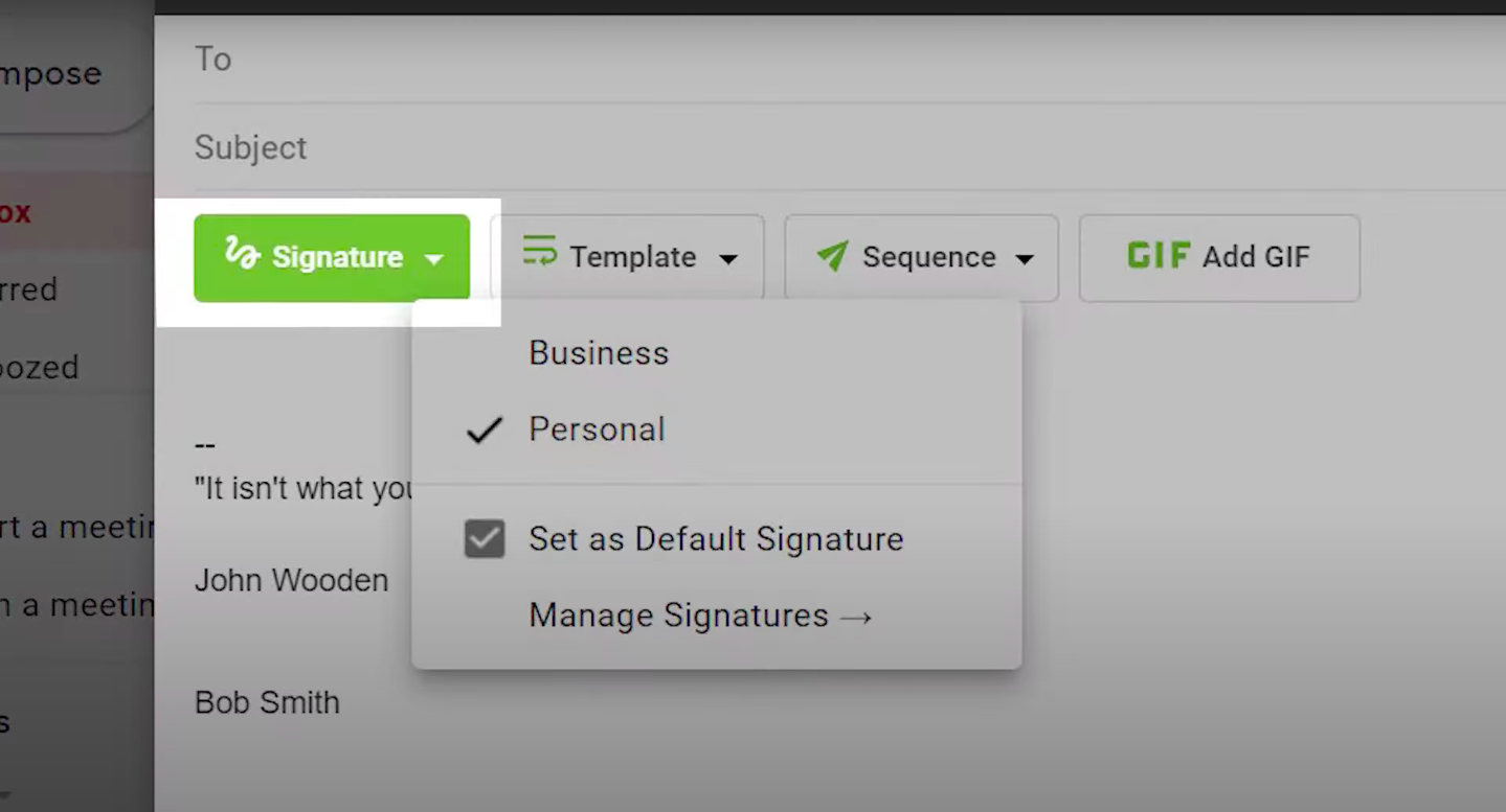 Selecting a signature Selecting a signature