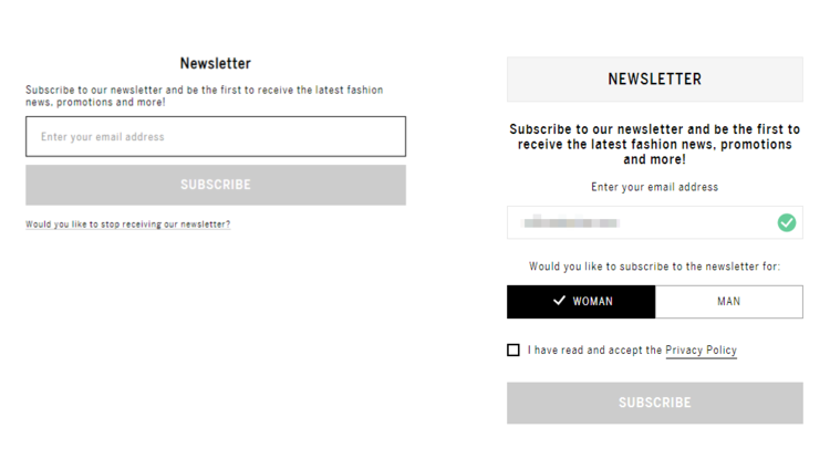 two-step subscription form