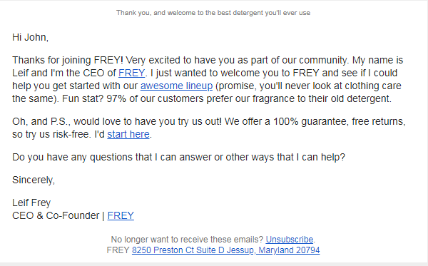 startup email example