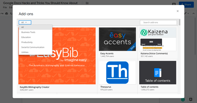 google docs addons google docs addons