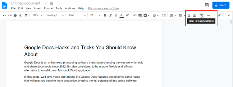 clear text formatting clear text formatting