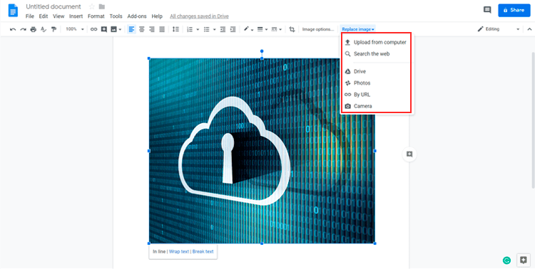 replacing image in google docs