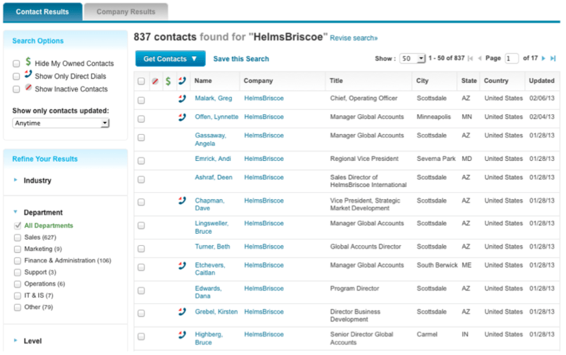 Finding new contacts with Data.com