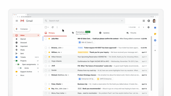 динамическое письмо в gmail