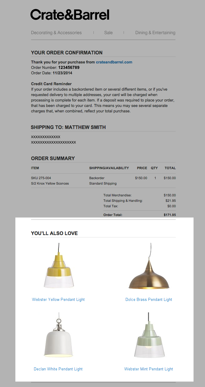cross-selling email example