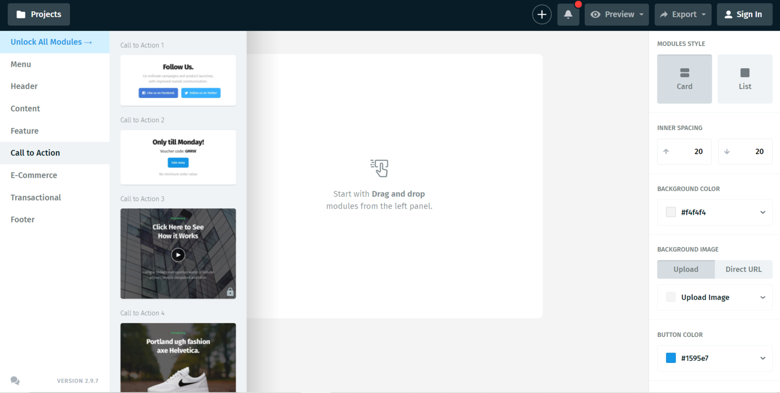 Postcards drag and drop email builder Postcards drag and drop email builder