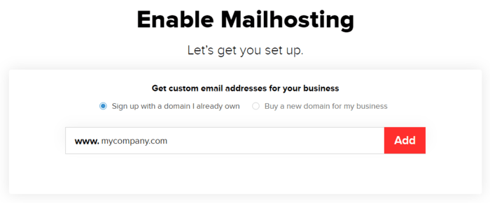 adding custom domain for business email address