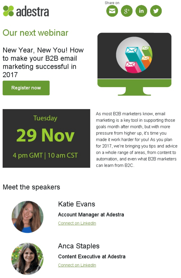 b2b email example with event invitation