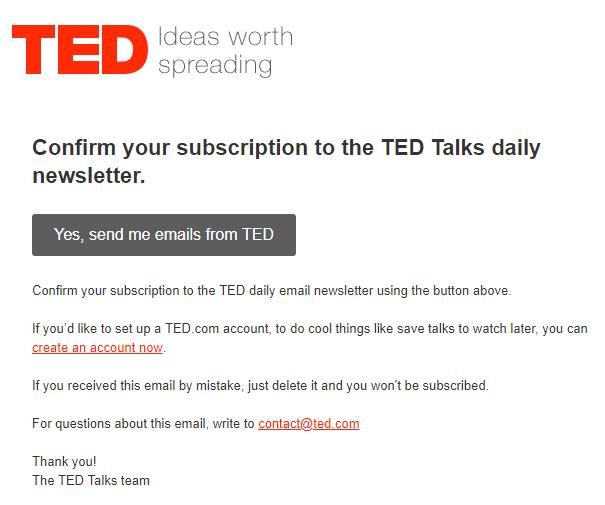 subscription confirmation email example
