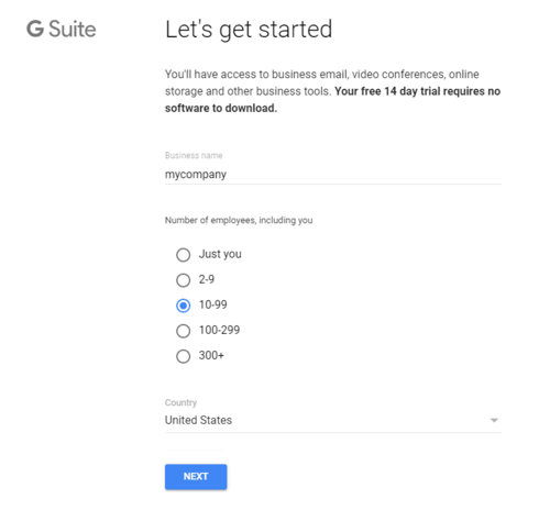 Primer paso en G Suite para configurar tu cuenta de correo electrónico comercial