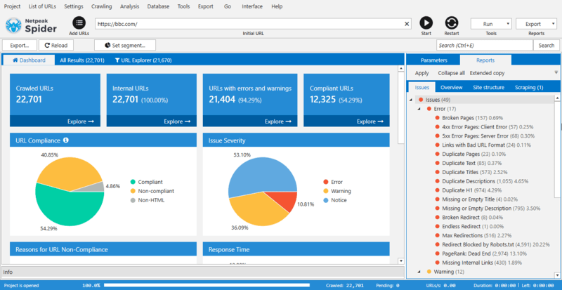 seo tools - netpeak spider