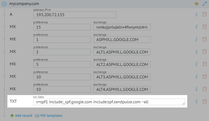 Registro SPF para la configuración de tu cuenta de correo comercial