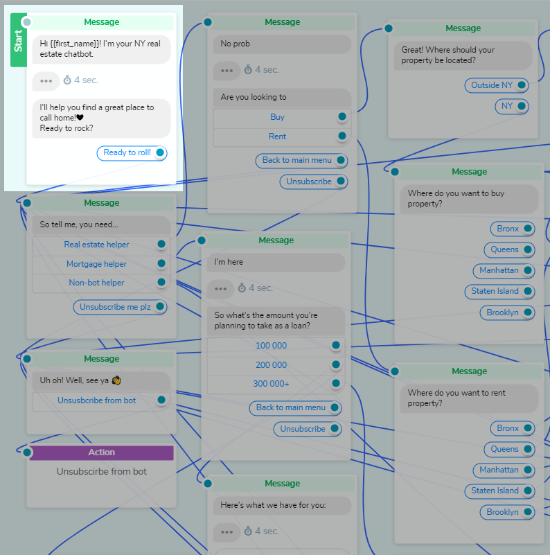 real estate chatbot welcome message