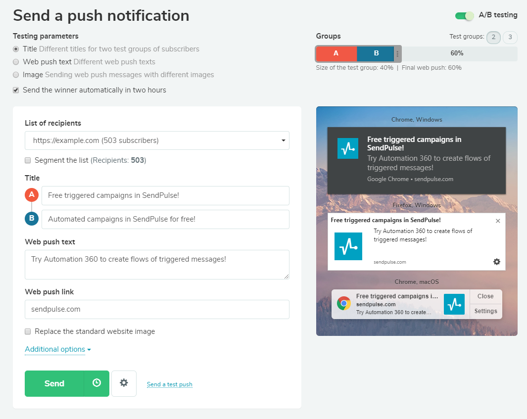 web push ab testing web push ab testing