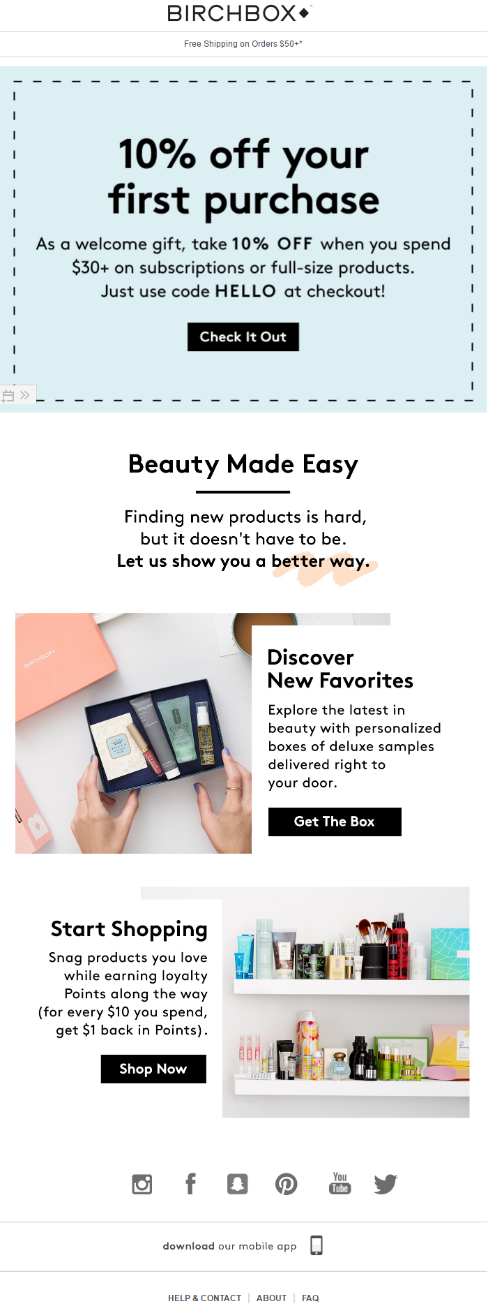 Рассылка от косметического интернет-магазина Birchbox