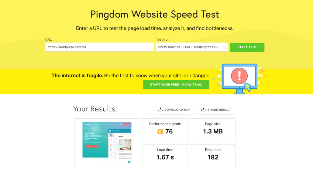 Pingdom Website Speed Tool Pingdom Website Speed Tool