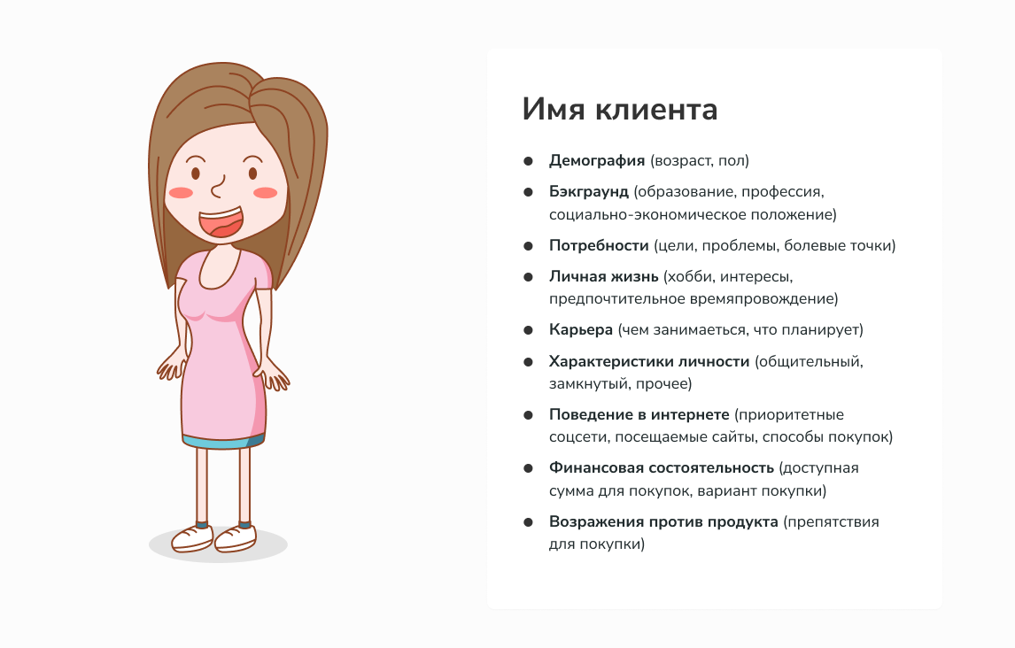 Пример шаблона портрета клиента Пример шаблона портрета клиента