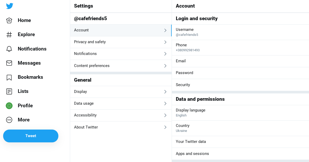 Profile settings