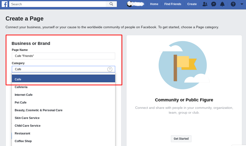 Entering your page name and industry Entering your page name and industry
