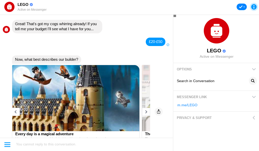 Chat bot used by Lego Chat bot used by Lego