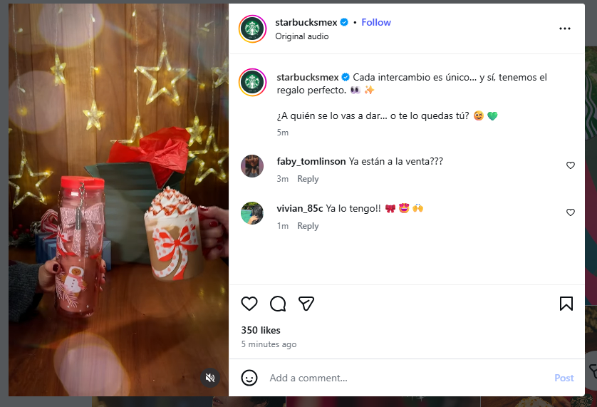 Starbucks mantiene una imagen coherente en todas sus redes sociales