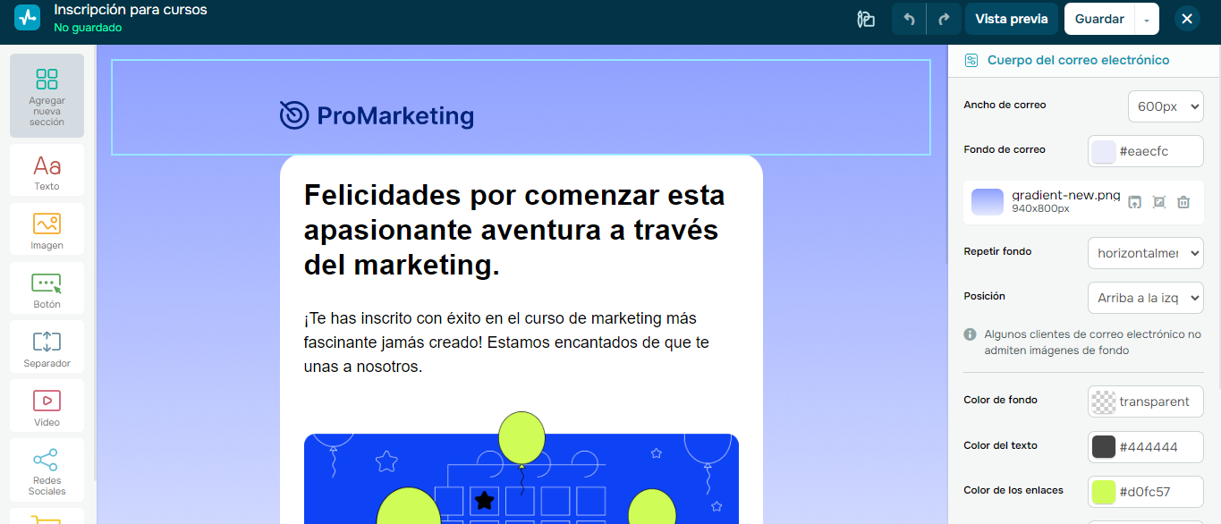 Creador de campañas de email facil de usar de SendPulse