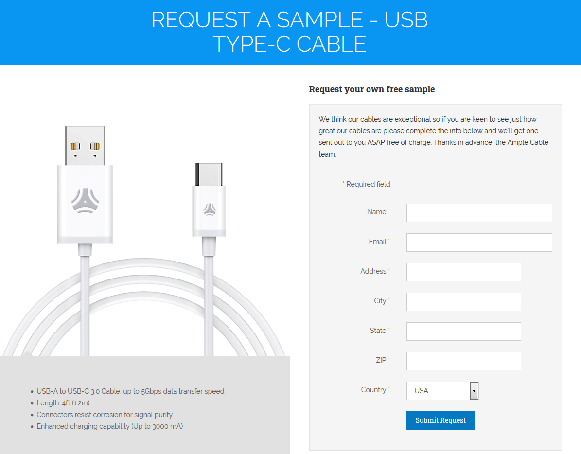 sample request at desire sales funnel stage