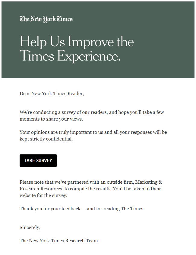 البريد الإلكتروني لاستطلاع NYT