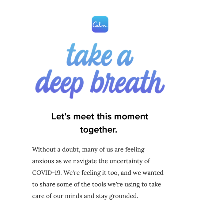 Сервис Calm поможет справиться с тревогой из-за эпидемии