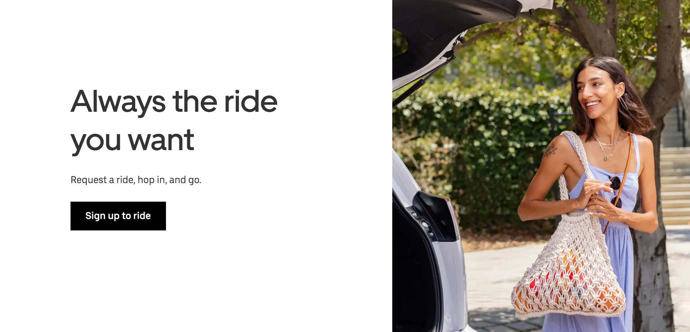 uber landing page for customers