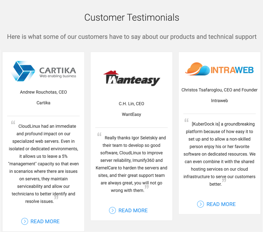 customer testimonials